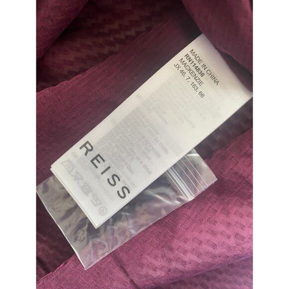 Reiss Mackenzie Berry Top size 4 nwt  Sheer Purple Swiss Dot with Ruffle - Picture 5 of 6